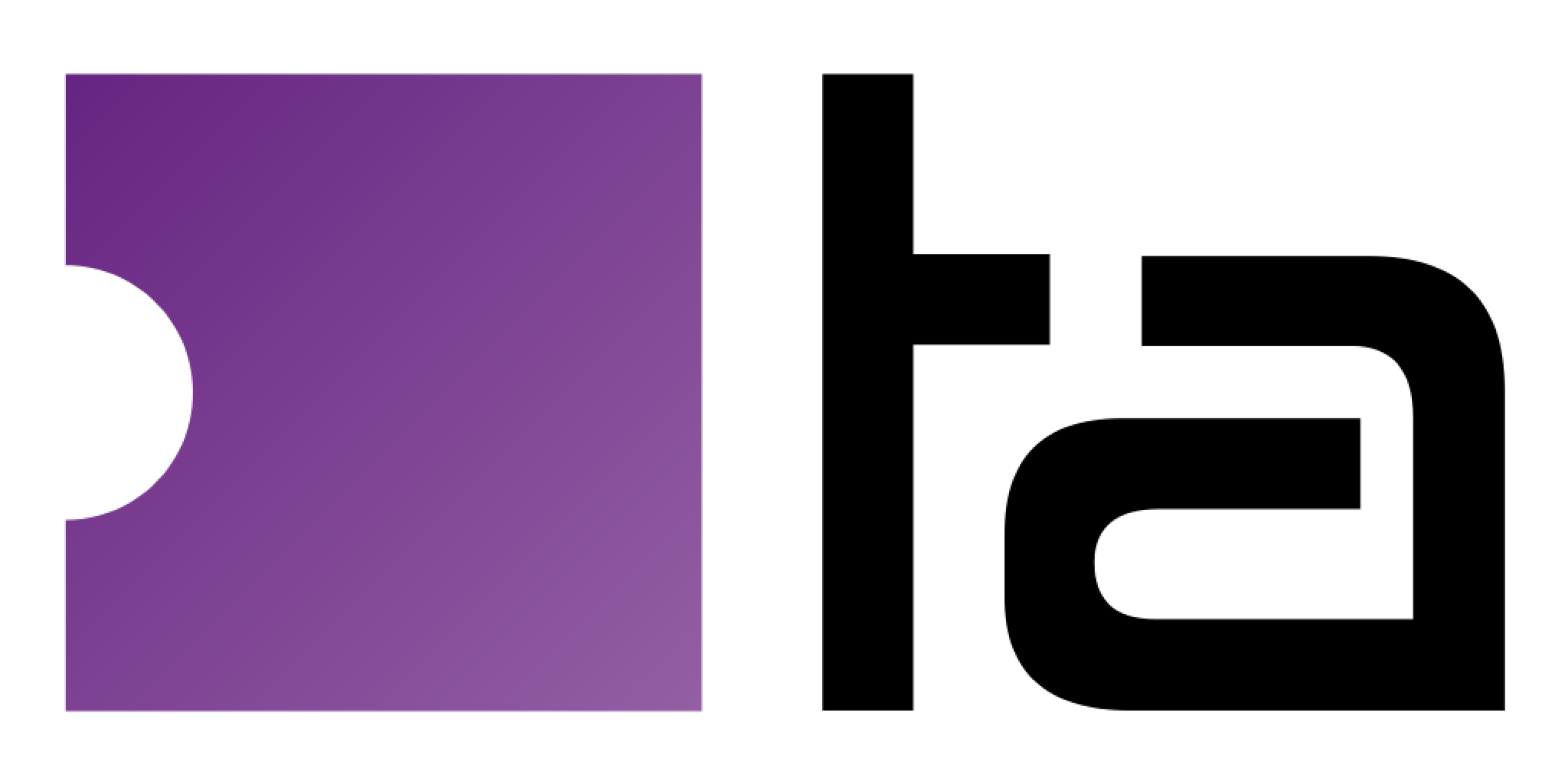 The redesigned Ticket Attendant mark: a purple ticket shape beside lowercase 'ta' initials.