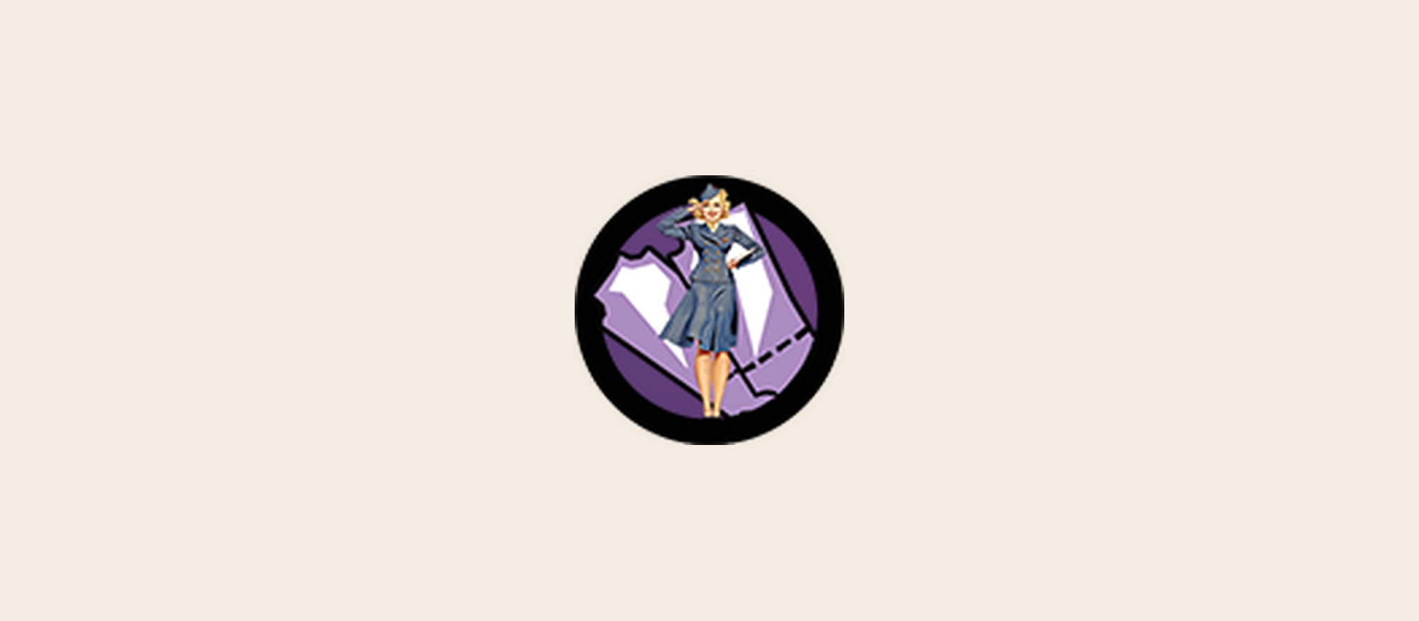 The previous Ticket Attendant logo: a flight attendant illustration inside a circular frame, in nearly ten colours, shown soft because 100 pixels was all that ever existed of it.